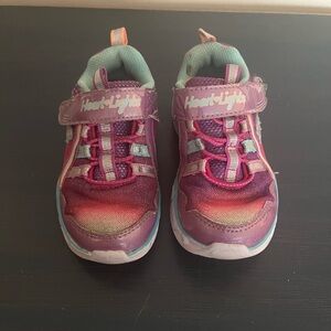 Cute Toddler Girl Hearts Light Up Skechers Sneakers Size 8